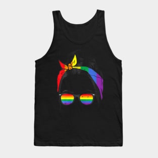 Women's Gay Mom Messy Hair Bun LGBTQ Pride Tank Top